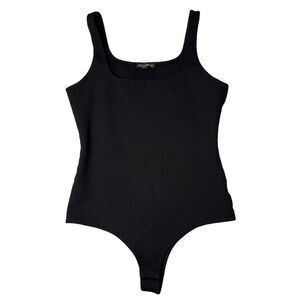 Shinestar Black Square Neck Tank Bodysuit